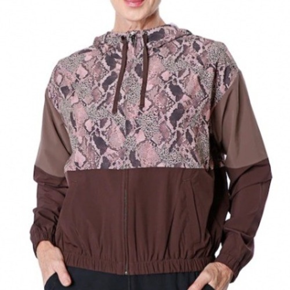 Skechers Ravenous Windbreaker Jacket Hoodie Full Zip in Snake Print‎ sz M